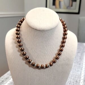 Joan River Classic Collection Brown Beaded Necklace 20"